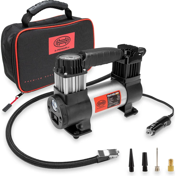 HEYNER® Auto Kompressor elektrische Luftpumpe minikompressor 10 bar 12V LED Beleuchtung – Bild 1