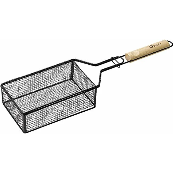 tepro Grillzubehör Grillkorb mit Holzgriff, ca. 53 cm, ideal zur Zubereitung von Pommes Frites oder Popcorn