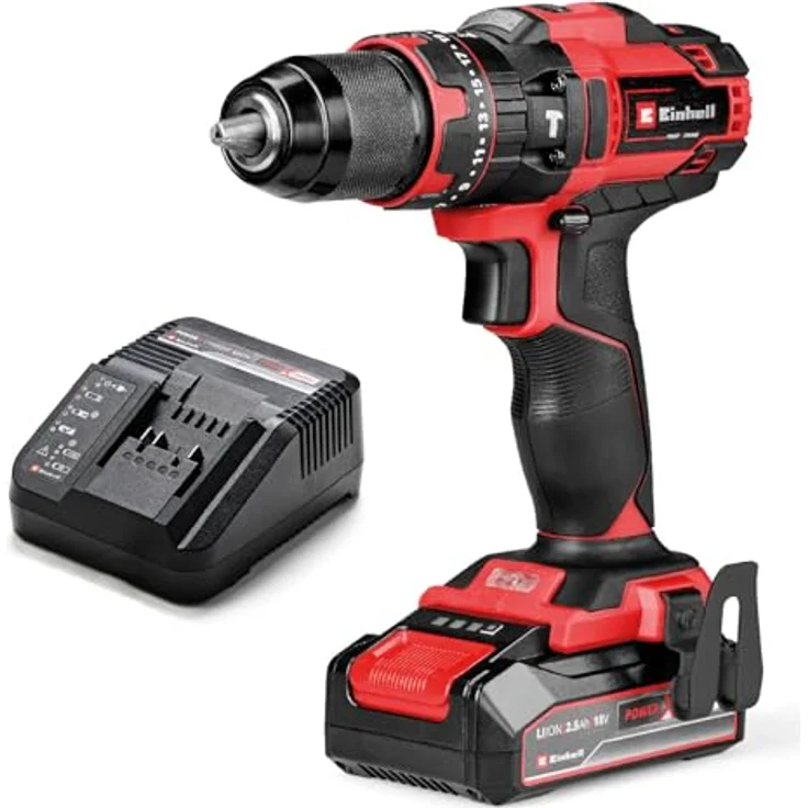 Einhell TE-CD 18/44 Li-i, Akku-Schlagbohrschrauber mit 44 Nm, 2-Gang Getriebe und 13 mm Schnellspannbohrfutter, inkl. 2,5 Ah Akku und Ladegerät – Bild 1