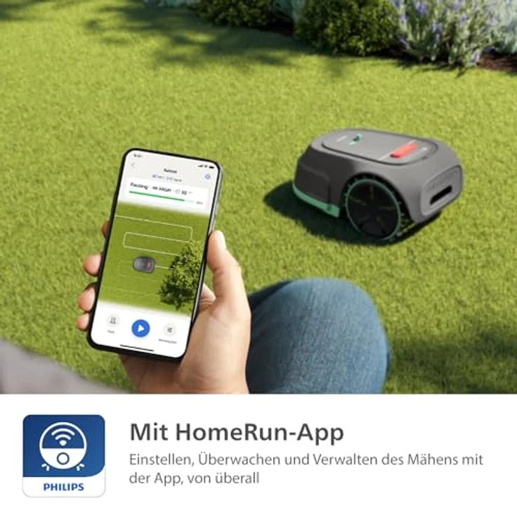 Philips Rasenmähroboter Serie 3000, Kreuzmähen mit GPS-Karten, intelligentes Mähen und Regensensor, grau (RSL3000/10) – Bild 6