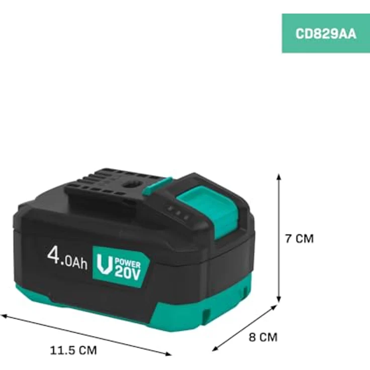 VONROC 20V Akku, Akku-Plattform mit Lithium-Ionen Technologie, USB-C Anschluss und ECP-Schutz, 4,0Ah – Bild 3
