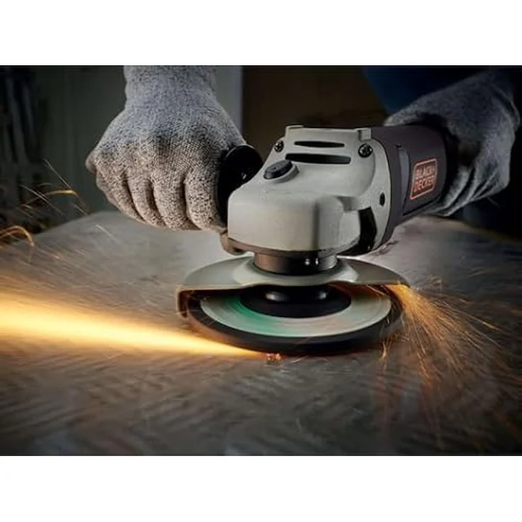 Black+Decker Winkelschleifer (mit 3-Positionen-Zusatzhandgriff, 1200 W, 125 mm, Nullspannungsschalter, Spindelarretierung, Sanftanlauf, rutschfester Gehäusegriff, zum Schleifen, Entrosten) KG1202K – Bild 4