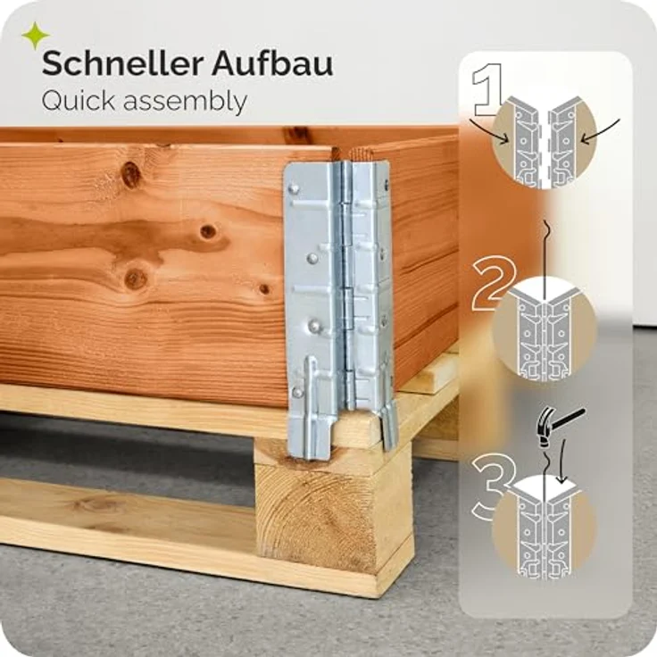 Garronda naturbelassene Hochbeete Palettenrahmen 120x80x20 cm 3 Stück faltbar stapelbar - für Pflanzen Blumen Kräuter Braun GD-0075 – Bild 3