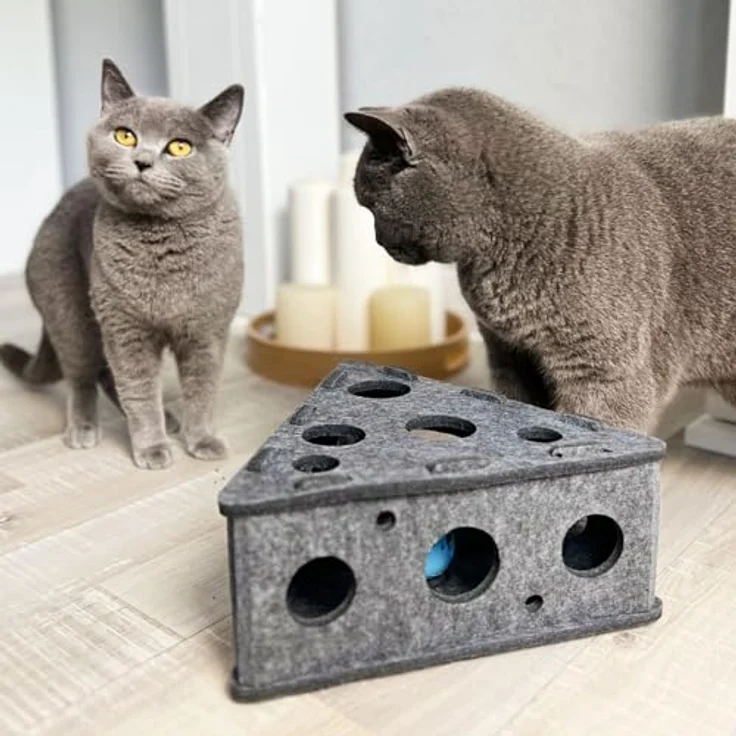 CanadianCat Company | Katzenspielzeug Selbstbeschäftigung, Interaktives Katzenspielzeug Filz Käsekästchen für Katzen, interaktives Spielzeug für Katzen – Bild 2