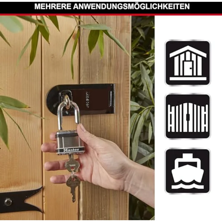 Master Lock Hochleistungs-Vorhängeschloss [Stahl, Gehäuseabdeckung aus Edelstahl] M1EURDLFSTS Sichere Boote und Tore bei Bootsanwendungen, silber – Bild 3