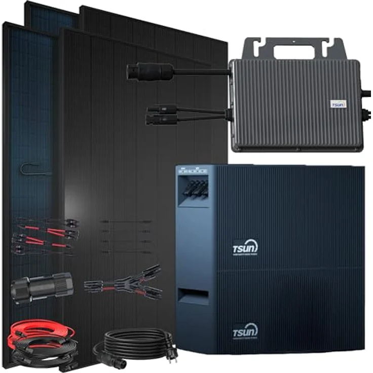 SUNNIVA® 1840W Balkonkraftwerk, Komplettset mit 4,02 kWh Bifazial FULLBLACK Solarspeicher und 4x 500W Glas-Glas Modulen – Bild 1