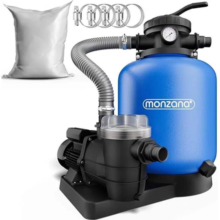 Sandfilteranlage 9.960 L-h mit Vorfilter Sandfilter Filteranlage Poolfilter 30 Liter Tank inkl. 25kg Filterglas – Bild 2