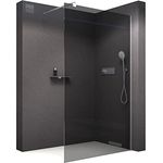 Bernstein Walk-In Nano Duschabtrennung EX101, Echtglas 10mm, graues Glas, Wandprofil Chrom, 140cm