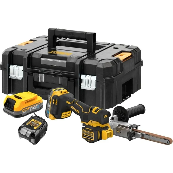 Dewalt Akku-Bandfeile DCM200E2T, 2x 1,7 Ah Powerstack, variabele Geschwindigkeit, LED-Leuchte, im T-Stak