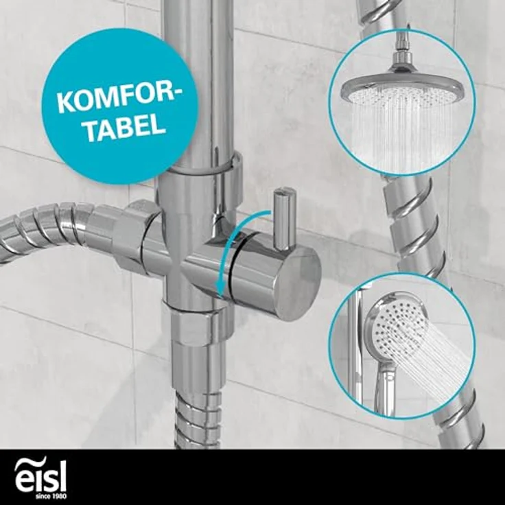 EISL Duschset SOMMERREGEN, Duschgarnitur mit Regendusche (Ø 220 mm) und Handbrause 3 Strahlarten, ideal zum Nachrüsten - Regendusche Set mit komplettem Montageset Chrom DX1005CS-A – Bild 4
