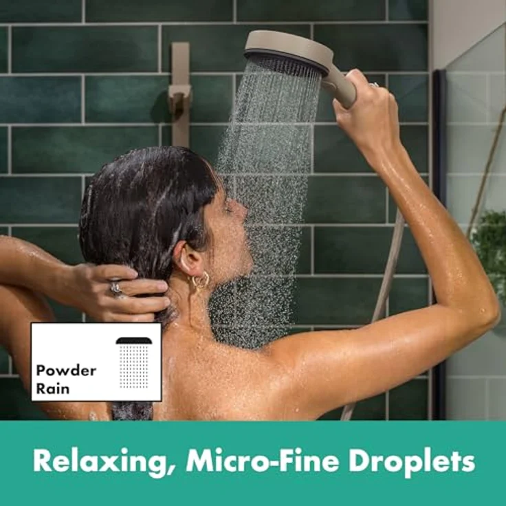 hansgrohe Pulsify Planet Edition Handbrause 105, 3 Strahlarten, EcoSmart+, Farbe Sand (recycelt) – Bild 3