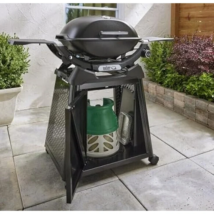 Weber Q2200N Gasgrill mit Rollwagen, Schwarz, Alugussdeckel, integriertes Thermometer, elektrische Zündung, abnehmbare Seitentische – Bild 5