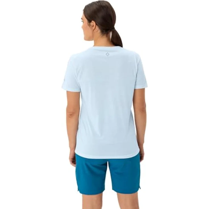 Vaude Skomer Print T-Shirt III, Damen Freizeit- und Wander-Shirt in Blau, reguläre Passform, schnell trocknend, geruchsneutralisierend, nachhaltige Materialkombination – Bild 4