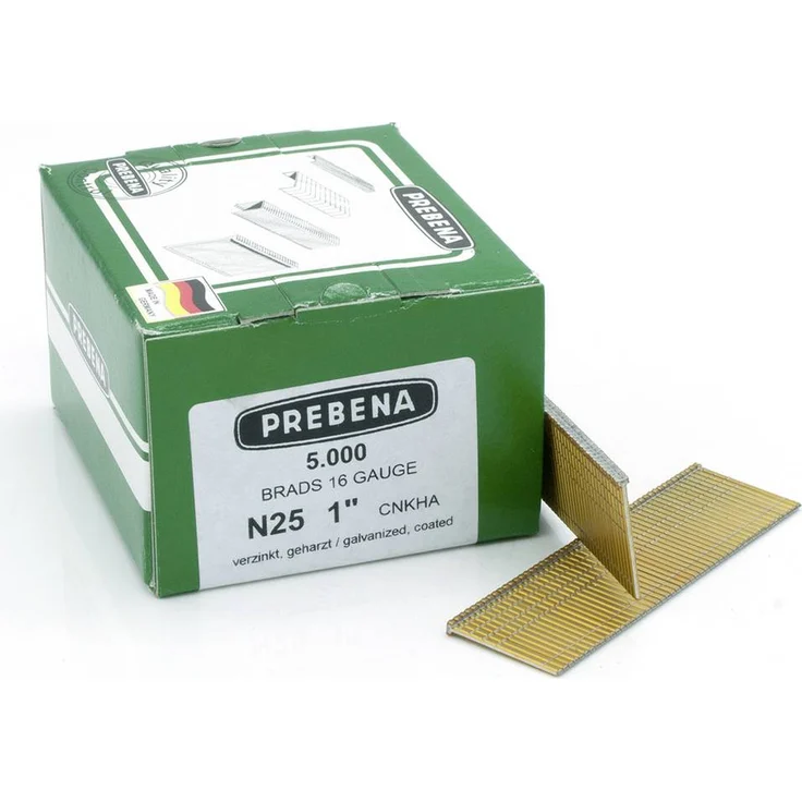 Prebena N25CNKHA Stauchkopfnägel-Set, 25 mm Länge, 5000 Stück, verzinkter geharzter Stahl, für Druckluftnagler