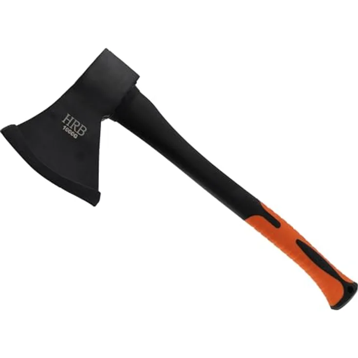 HRB Spaltaxt 1 Kg Kopfgewicht aus gehärtetem Stahl, ergonomischer Griff, 43 cm - Ideal für Camping und Holzarbeiten