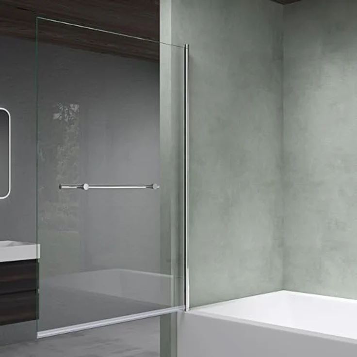 Mai & Mai Duschwand für Badewanne C1121, faltbar 180° aus 6mm ESG-Sicherheitsglas mit NANO-Beschichtung, Klarglas, 90x140cm – Bild 4