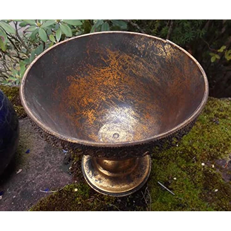 Deko-Impression Übertopf Amphore Pflanztopf Vase Schale Eisen Gold-Antik – Bild 3