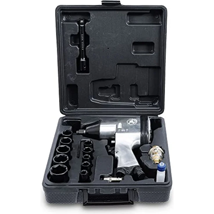BGS TECHNIC Druckluft-Schlagschrauber 12,5 mm (1/2') mit 16-tlg. Werkzeugsatz, 312 Nm, Hobby-Einsatz, max. 7000 U/min, 4,066 kg – Bild 3