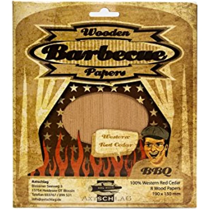Axtschlag Grillpapier Zeder, zum schonenden Garen, hält das Gargut saftig, für Grill & Backofen, auch zum Servieren, 8 Wood Papers Schnur, 190x150x1 mm – Bild 3