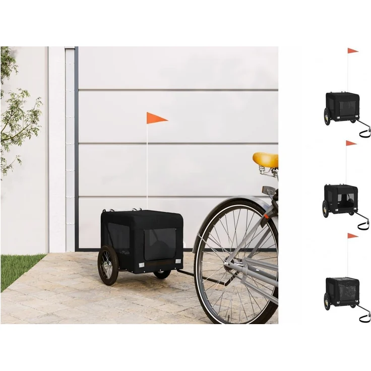 vidaXL Hunde-Transportbox Fahrradanhänger Hunde Schwarz Oxford-Gewebe Eisen, Robuster Rahmen & Komfortables Design, Schwarz – Bild 1