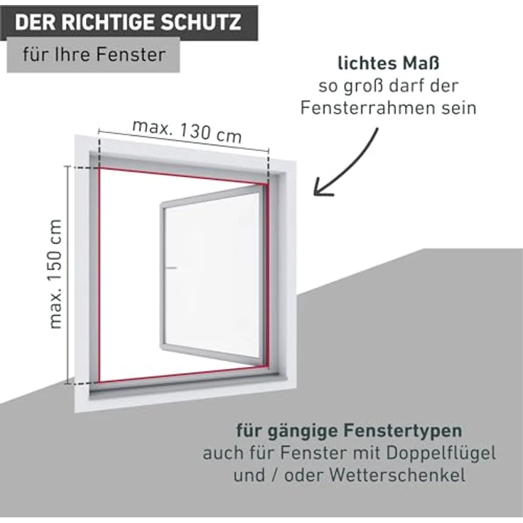Windhager Moskitonetz Elastic für Fenster, Insektenschutzgitter, dehnbares Gewebe, BxH: 130x150 cm – Bild 4