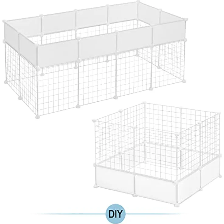 EUGAD Freigehege für Kaninchen, Freilaufgehege Kaninchen, Meerschweinchen Gehege, Weiß BHT 142x53x71cm – Bild 4