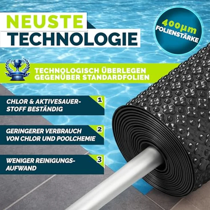 tillvex® Elite Pool Solarfolie 400 µm, rechteckig 260x160 cm, Premium Solarplane ProHeat QB4, zuschneidbar, für Wassererwärmung mit Poolheizung – Bild 3
