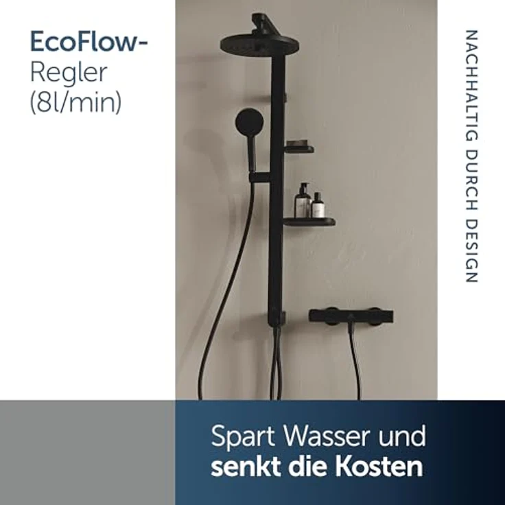 Ideal Standard Kopfbrause Alu+, 2-Funktionen in Schwarz Matt, mit reduzierten Durchfluss von 12 l/min und pflegeleichten Düsen – Bild 5