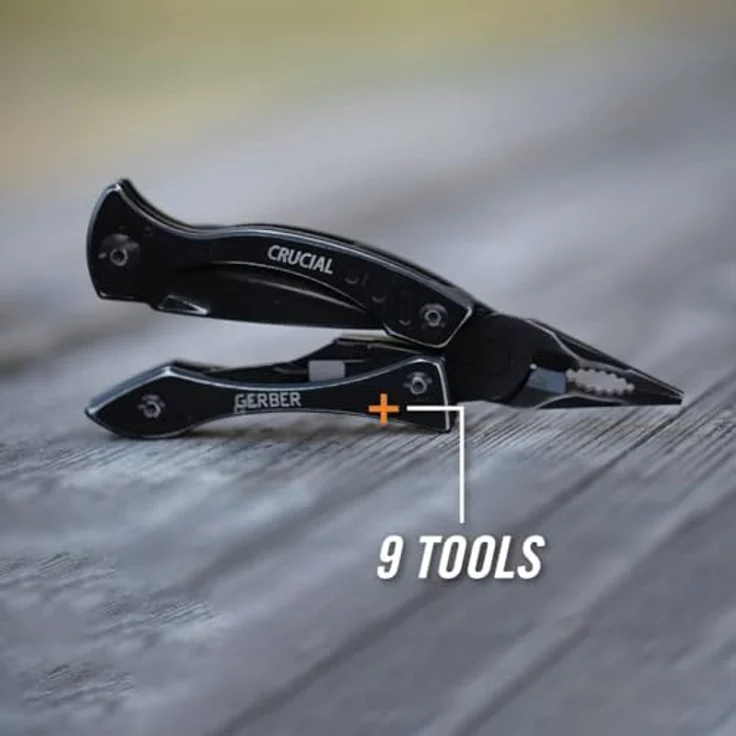 Gerber Crucial Multi-Tool, 9 Funktionen mit Gürtel-Clip, Gurtschneider, Liner-Lock, Länge 9,1 cm, Schwarz, 31-001518 – Bild 4