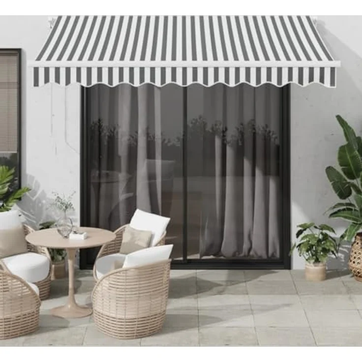 vidaXL Markise mit LED-Beleuchtung Manuell Anthrazit & Weiß 300x250 cm, Wasserfester Stoff, Einfach zu bedienen, Vielseitige Einsatzmöglichkeiten – Bild 2