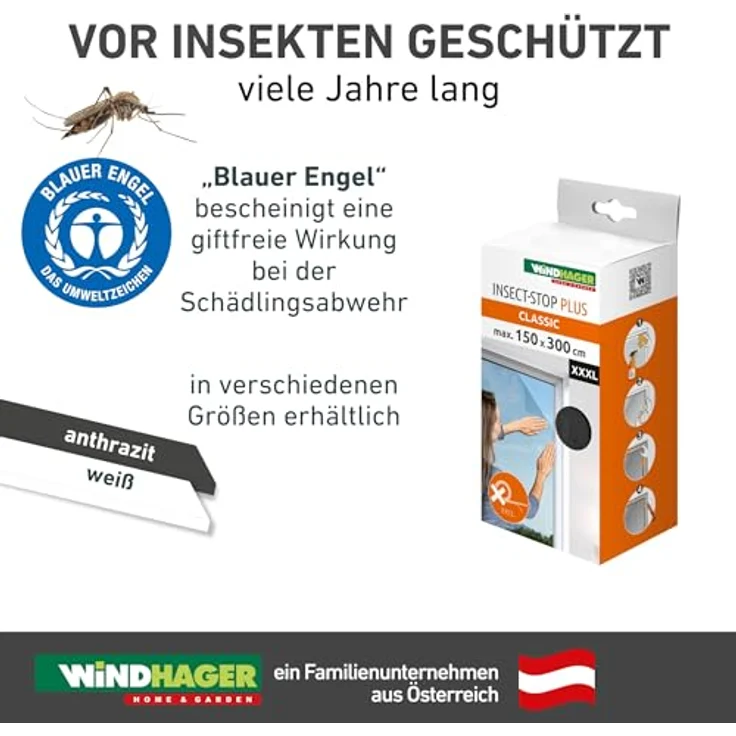 Windhager, Fliegengitter für Fenster, Standard, 130x150cm (ANTHRAZIT) – Bild 6