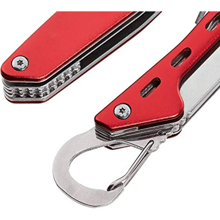 Amazon Basics 10-in-1-Multitool-Sicherheitsschloss, Multifunktionswerkzeug aus Edelstahl mit Nylon-Tasche, 10.4 x 4.5 x 2.03 cm, Rot – Bild 4