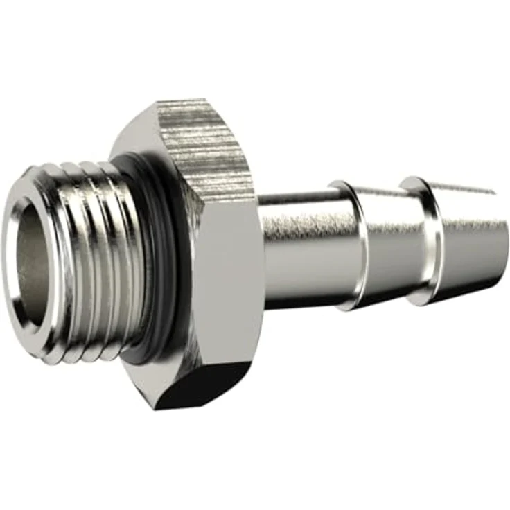 RIEGLER Einschraubschlauchtülle G 1/4, O-Ring für Schlauch LW 10 mm, Messing vernickelt, max. 25 bar, max. 80 °C – Bild 1