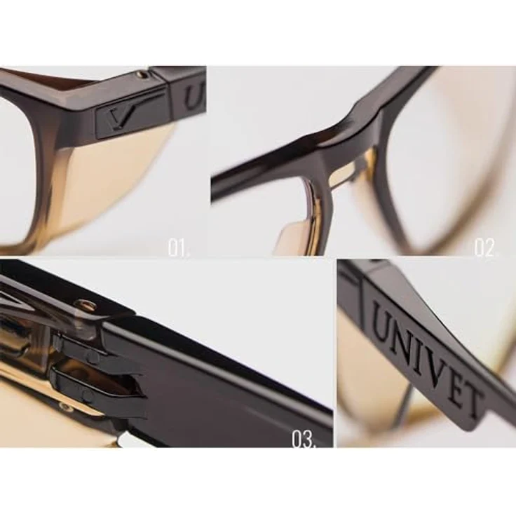 UNIVET Schutzbrille Diamond/After Dark EN 166, Lesebrille klar mit Anti-Kratz Beschichtung, +2 Dioptrien – Bild 2