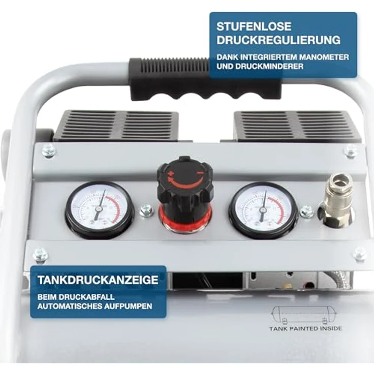 HYUNDAI Silent Kompressor SAC75008IC, tragbar, ölfrei, 8L, 9 bar, 49 dB, 750 W / 1 PS – Bild 8