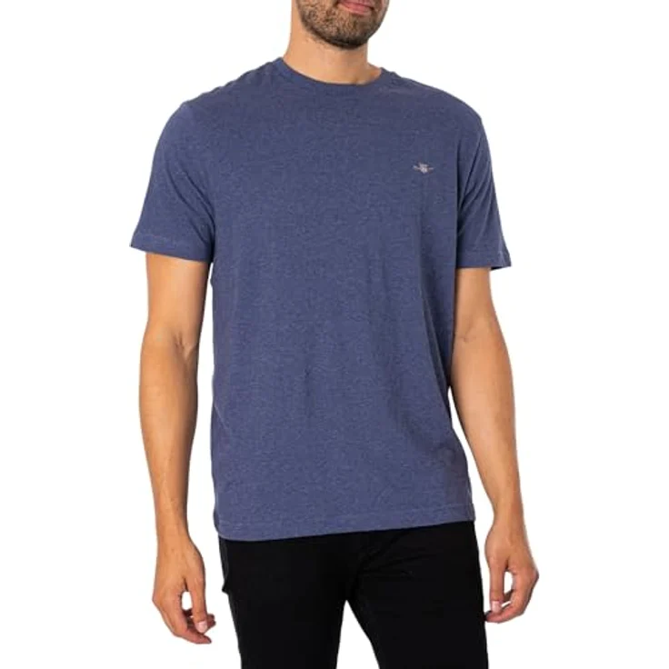GANT Herren Reg Shield Shirt, Baumwolle mit gestickter Wappen-Grafik, blau, Größe S – Bild 1