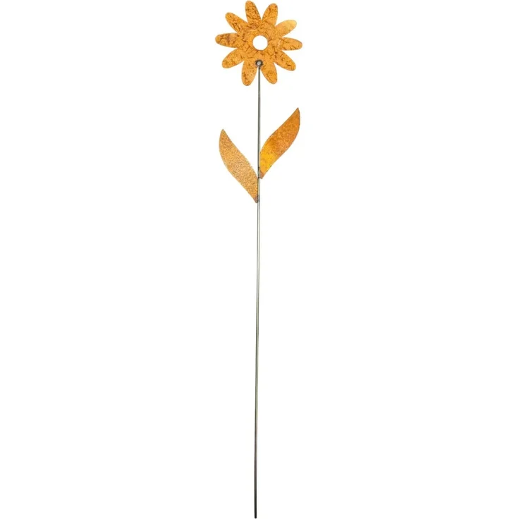 ZGM Rost Deko Rankstab Blume, handgefertigte Metall-Rankhilfe mit Edelrost Patina, 100 cm Länge und 19 cm Durchmesser