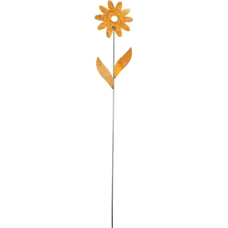 ZGM Rost Deko Rankstab Blume, handgefertigte Metall-Rankhilfe mit Edelrost Patina, 100 cm Länge und 19 cm Durchmesser