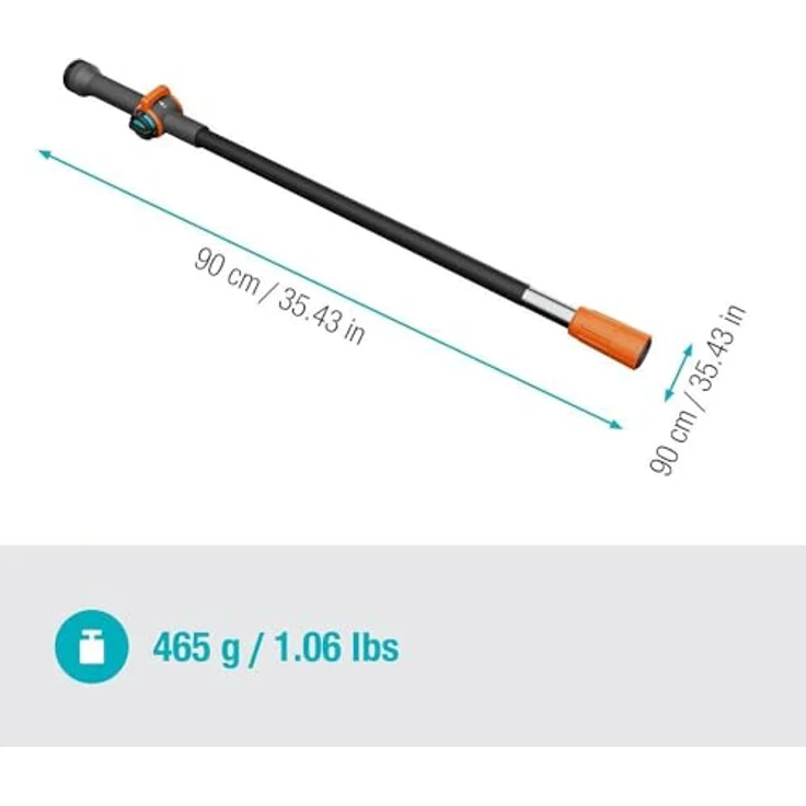 GARDENA Stiel Cleansystem Stiel S, wasserführend, 90 cm Reichweite, Aluminium, grau – Bild 3