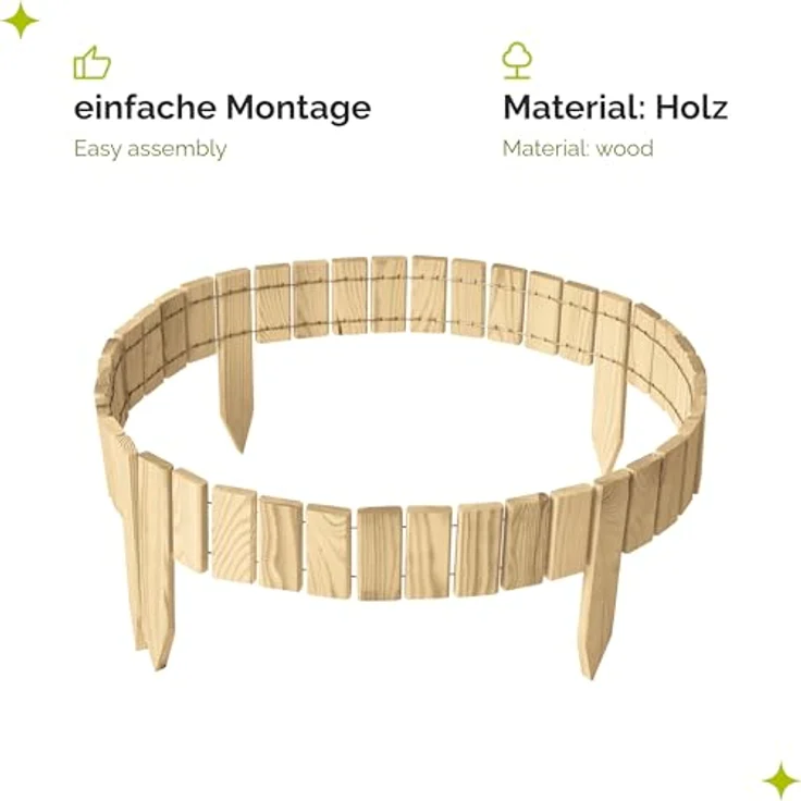 Garronda Rasenkante Beetumrandung Holz flexibel, 200cm, 20cm Höhe, natur – Bild 3