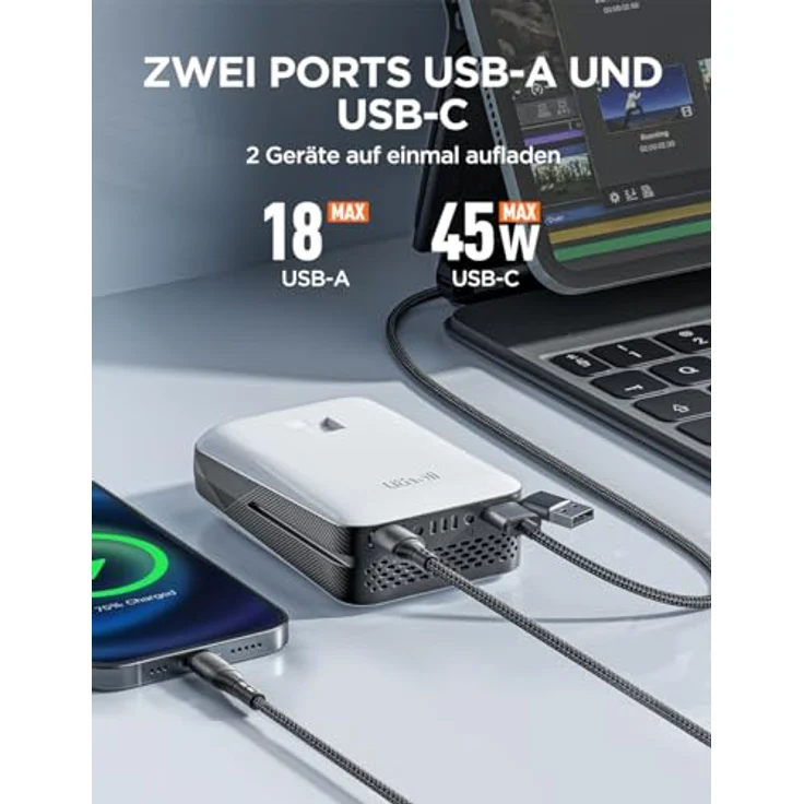 LITHELI Akku-Laubbläser U20 2x20V/4.0Ah, mit optimiertem Luftstromsystem und USB-C Ladefunktion, grün – Bild 8