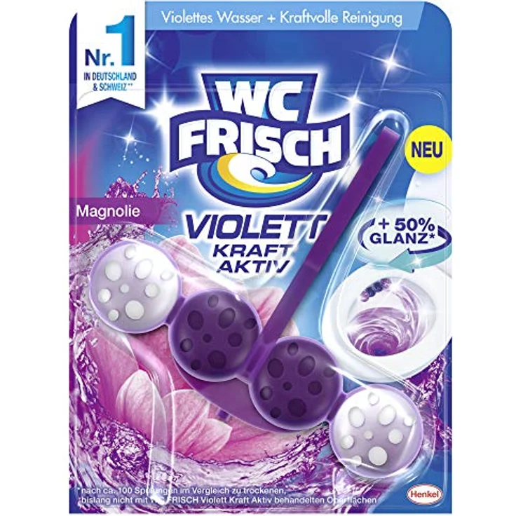 WC Frisch WC-Stein Violett Magnolie, 4-fach Aktivstoff-Kombination mit Geruchs-Stopp Effekt, für bis zu 250 Spülungen – Bild 1