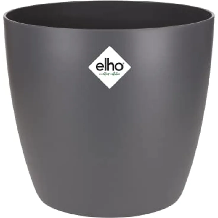 elho Brussels Rund 14 - Blumentopf für Innen - Ø 13.5 x H 12.6 cm - Schwarz/Anthrazit