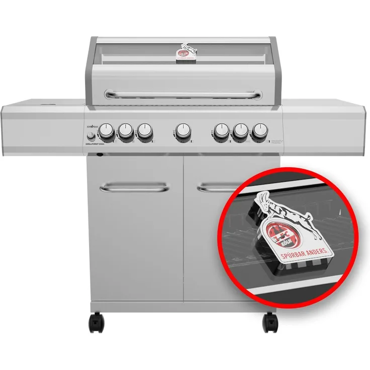 Grillfürst Gasgrill Grillfürst G521E 5-Brenner Edelstahl-Gasgrill - 1. FC Köln Edition