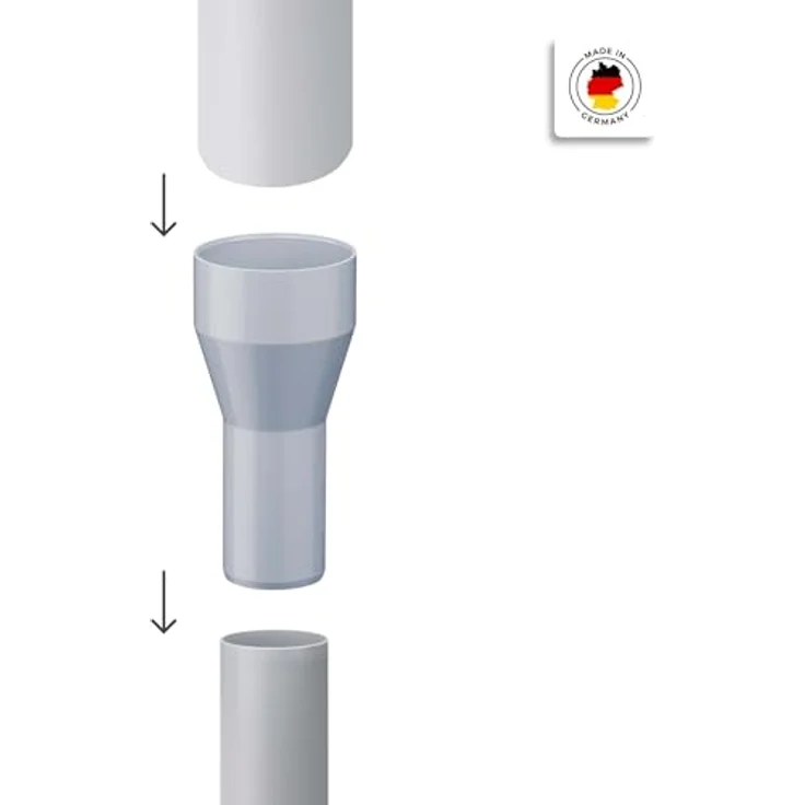 INEFA Fallrohr Reduzierstück PVC DN 75/50 Grau, Witterungsbeständig, Einfache Montage, Made in Germany – Bild 3