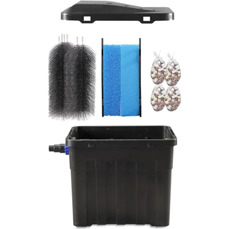 Esotec Solar Außen Teichfilter-Set Premium 70/3400, 4-Stufen-Filterung für Teichgrößen bis 7000 Liter, inklusive 2 Solarmodulen und Tauchpumpe – Bild 7