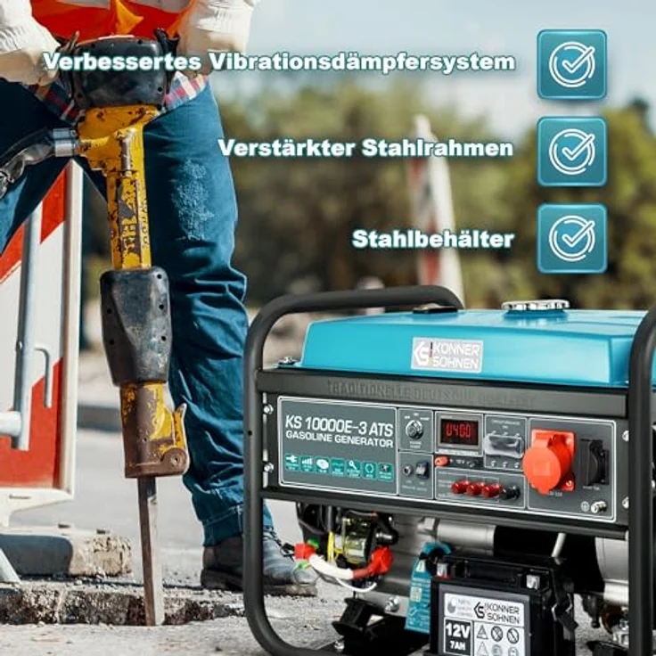 Könner & Söhnen KS 10000E-3 ATS Stromerzeuger Generator Benzin Notstromaggregat 8000 Watt, mit eingebauter ATS-Einheit (Automatischer Transferschalter) – Bild 4