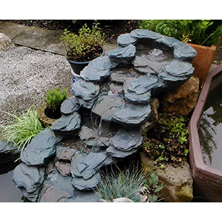 Köhko 3-teiliger Bachlauf Elbe-Mündung-Groß Wasserfall Verlängerung, Kunststein, 175 cm Baulänge, Gartenbrunnen – Bild 5