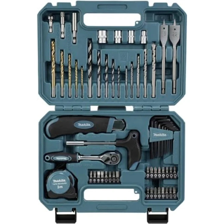 Makita Bohrer- und Bit-Set, 5x Metallbohrer, 5x Holzbohrer, 5x Steinbohrer, 24x Bits 25mm, Maßband 3m – Bild 2