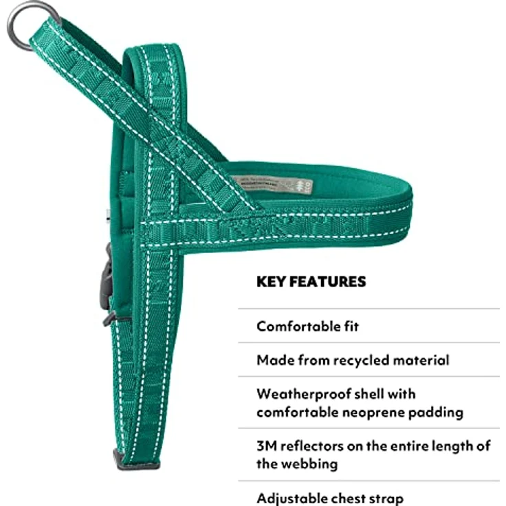 Hurtta Casual Hundegeschirr (Blau, 70-80cm) - Gepolstertes, strapazierfähiges Gurtzeug aus recycelten Materialien – Bild 4